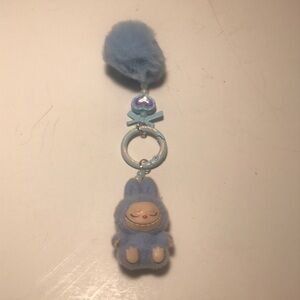 Trendy Blue Pastel Bunny Plush Keychain Purse Charm Artisan Made Adorable